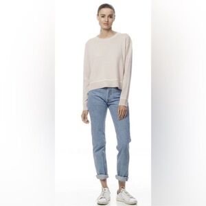 💥360 Cashmere Pastel Pink Zipper Detail Crewneck Cashmere Sweater Size: M